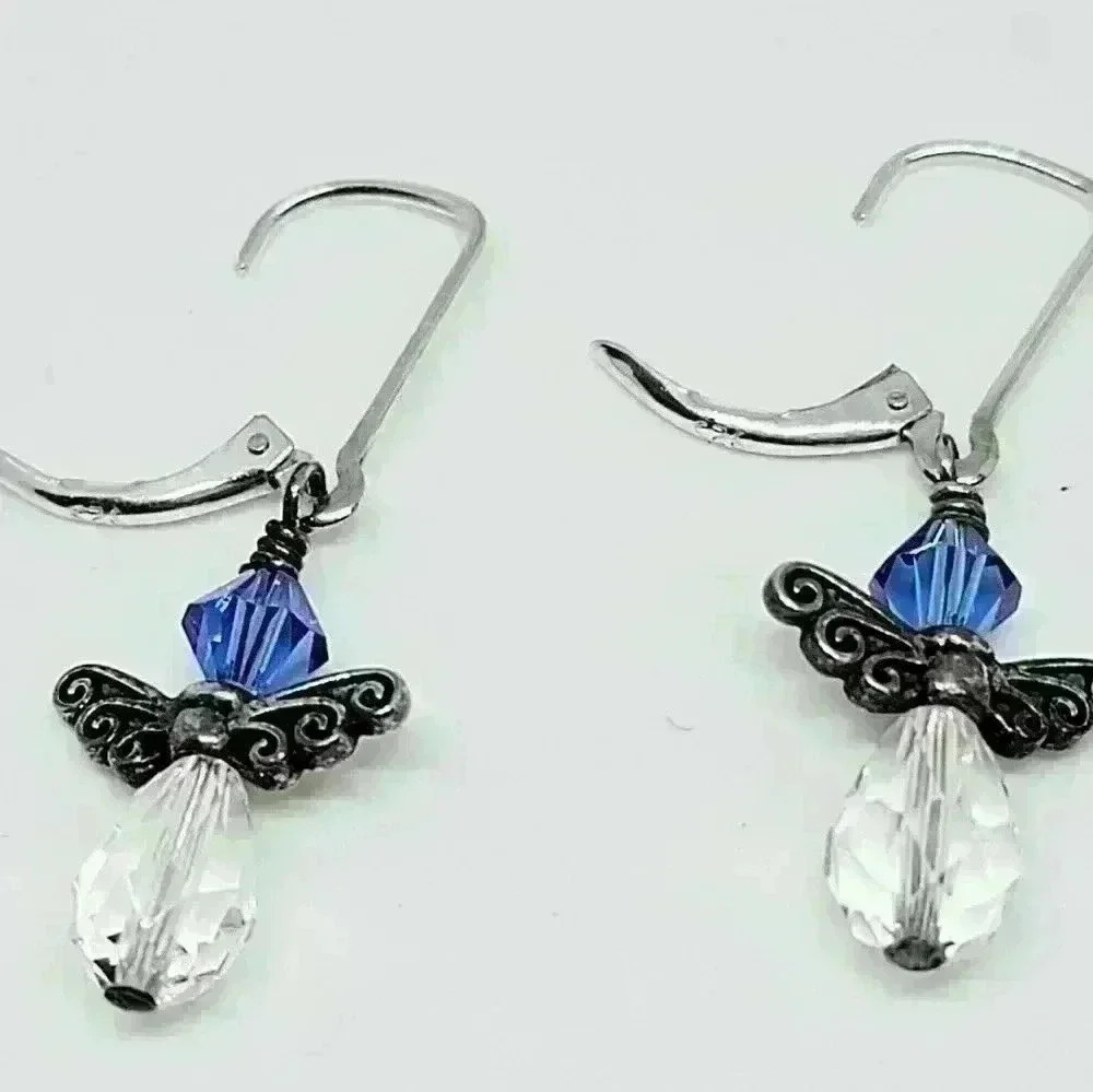 Beautiful Stamped 925 Silver Angel Earrings - Picture 2 of 4